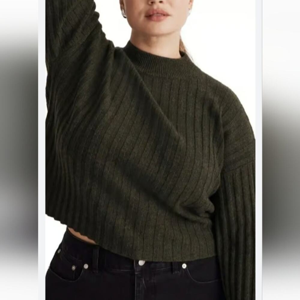 Madewell Levi Rib Mockneck Wool Blend Pullover Sweater. L - Picture 3 of 10